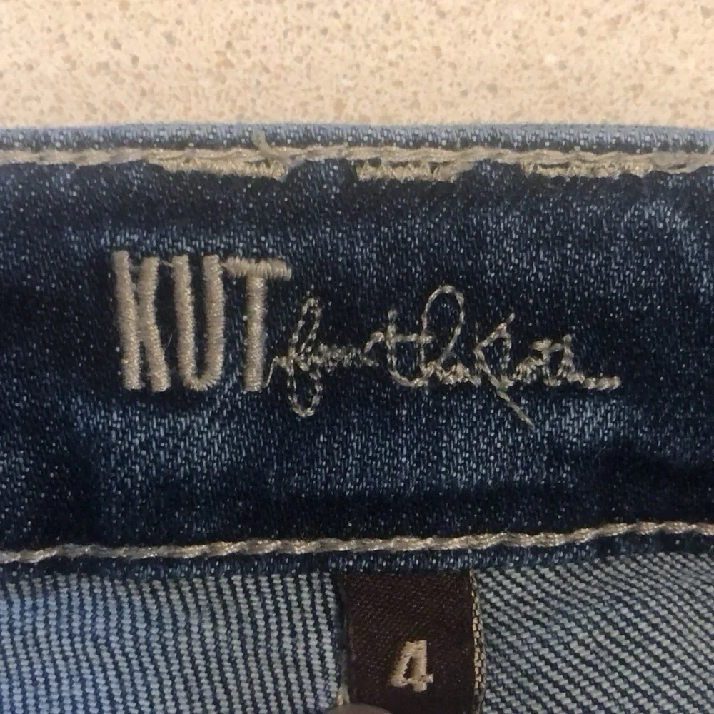 KUT FROM THE KLOTH WOMENS DISTRESSED FIVE POCKET STRAIGHT LEG JEANS BLUE SIZE 4